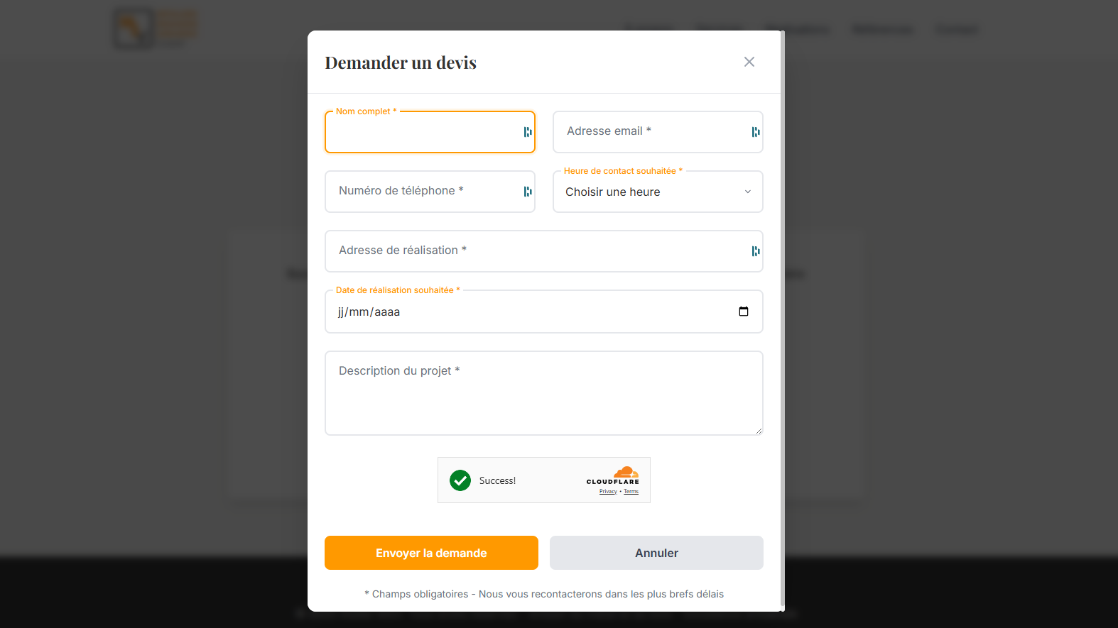 Atelier MSV — Formulaire de demande de devis